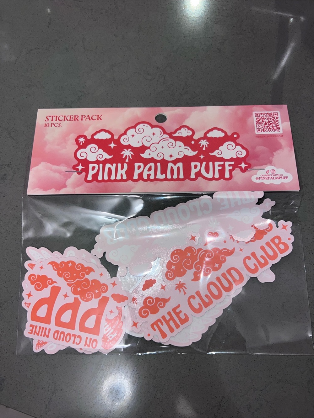 Pink Palm Puff Sticker Pack (10 pcs) NWT